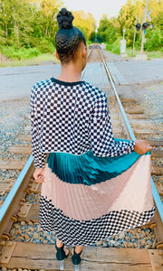 "Emery" Checkerboard Pleated Skirt
